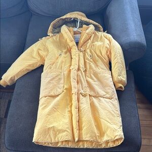 Vintage Yellow Hooded Parka Coat